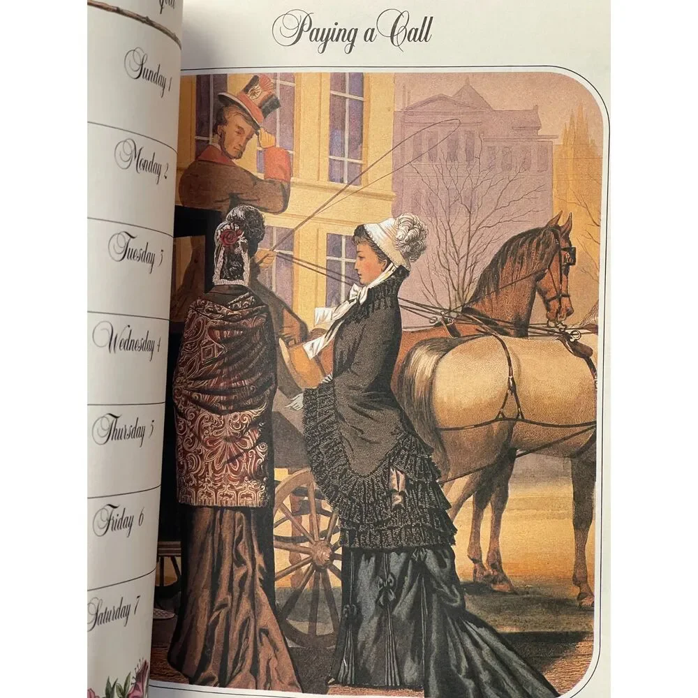 Vintage 1980s Victorian Book of Days Daily Journal with Vibrant Print Pictures ~